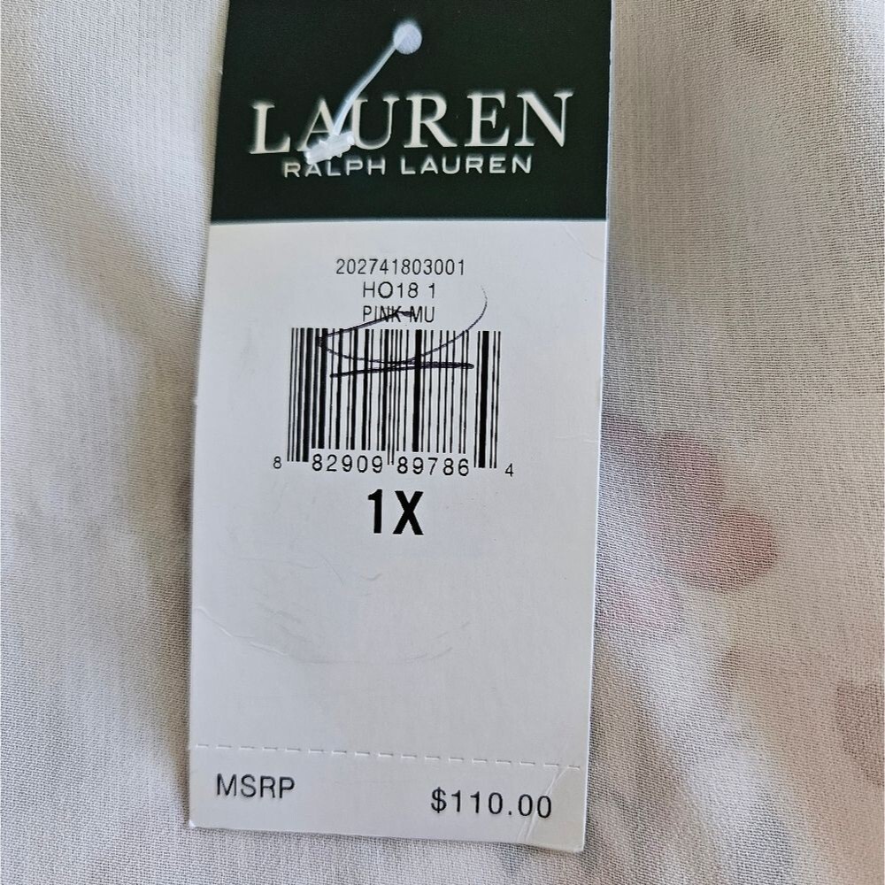 Lauren Ralph Lauren Floral Chiffon Wrap Top Women's 1X Ruffle Bell Sleeves Sheer - Picture 8 of 13